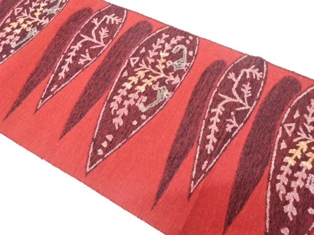 JAPANESE KIMONO / ANTIQUE NAGOYA OBI / SILK / TSUMUGI / WOVEN BIRD